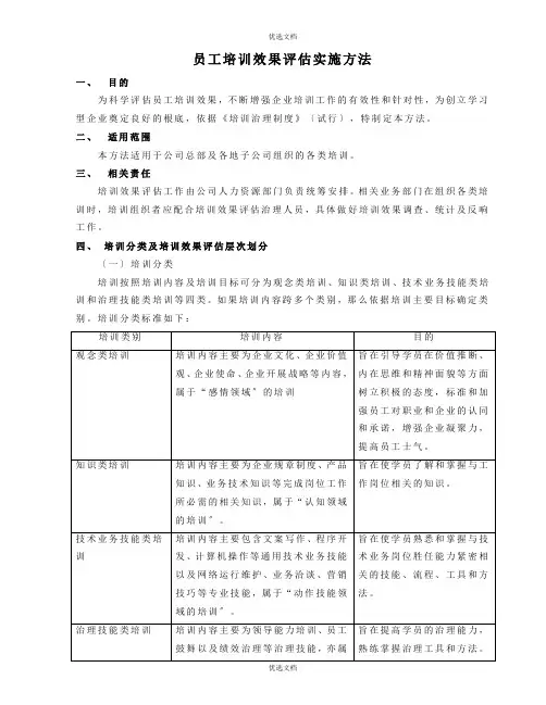培训效果评估实施办法