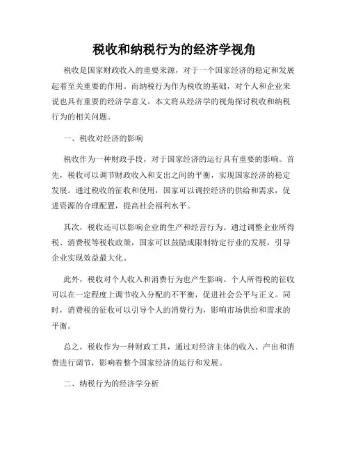 税收和纳税行为的经济学视角
