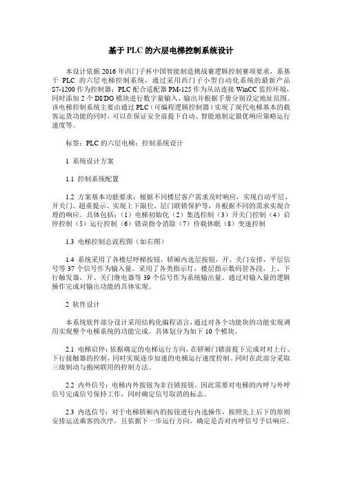 基于PLC的六层电梯控制系统设计