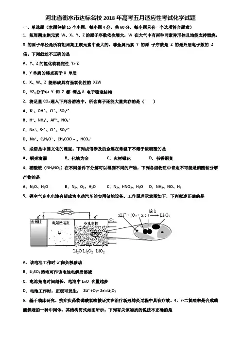 河北省衡水市达标名校2018年高考五月适应性考试化学试题含解析