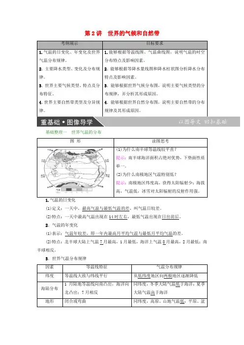 2018版高考地理大一轮复习第3部分世界地理第1章世界地理概况第2讲世界的气候和自然带学案