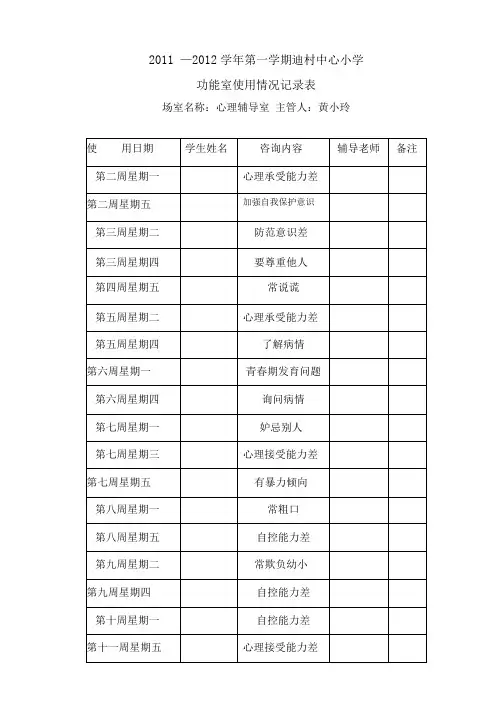 心理辅导室使用记录表
