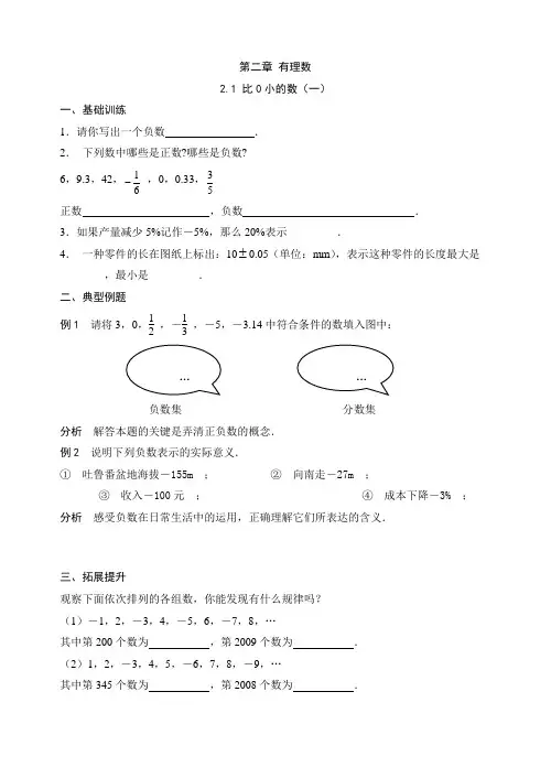 2.1比0小的数(一)