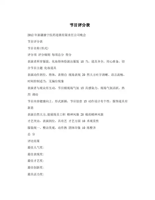 节目评分表