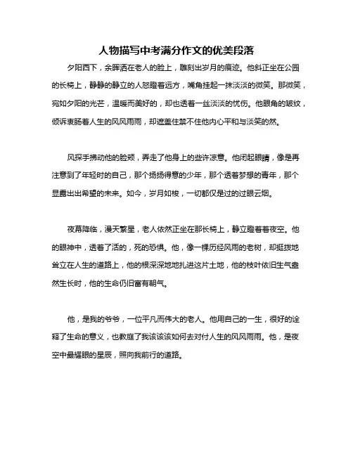 人物描写中考满分作文的优美段落