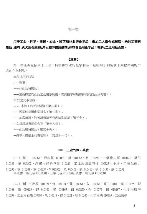 类似商品和服务区分表(商标注册目录2015)