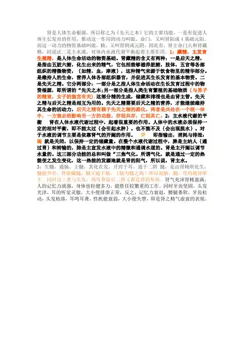 肾是人体生命根源