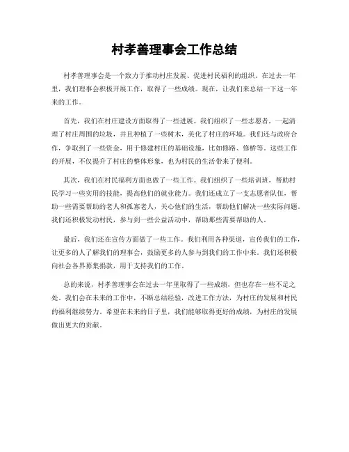 村孝善理事会工作总结