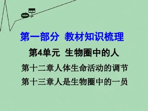 【中考面对面】2016届中考生物 第一部分 教材知识梳理 第4单元 第12-13章 复习 苏教版课件