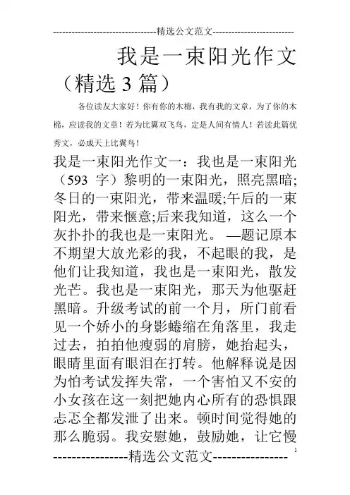 我是一束阳光作文(精选3篇)