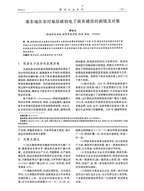 秦东地区农村基层政府电子政务建设的困境及对策