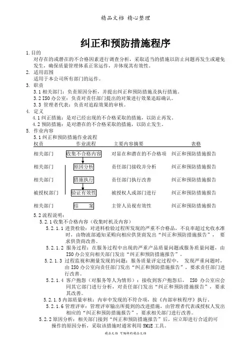 纠正和预防措施程序