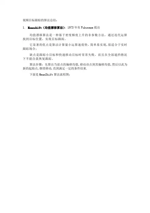 2011-10-31目标跟踪的算法总结