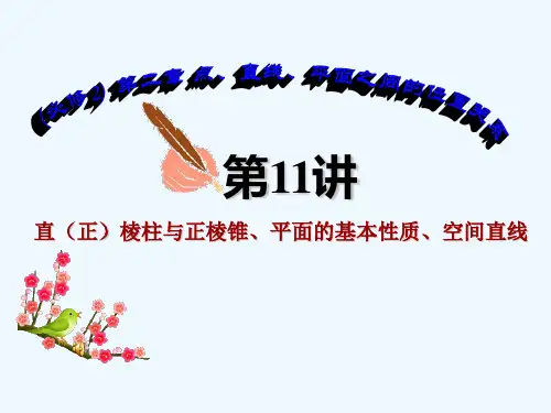 汉中市高一数学《直(正)棱柱与正棱锥、平面的基本性质、空间直线》课件