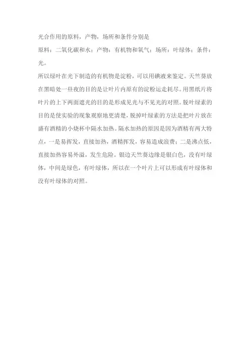 绿叶在光下制造淀粉的实验要点