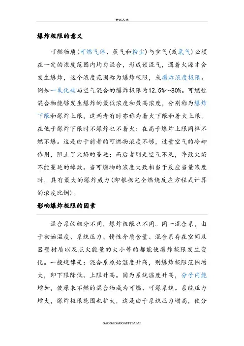 爆炸极限范围