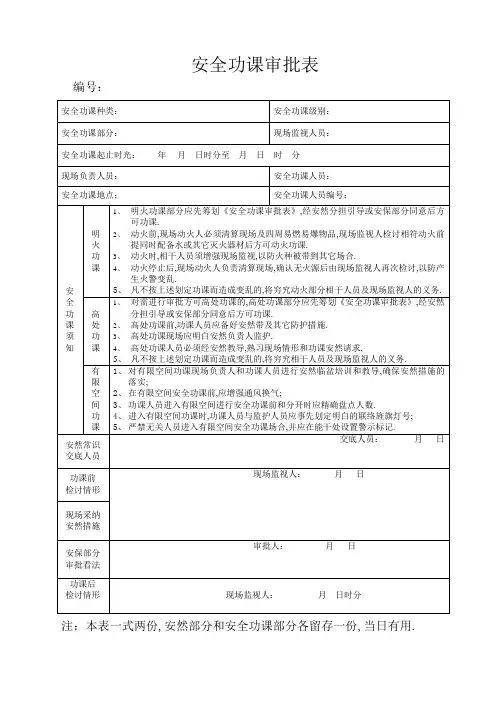 危险作业审批表