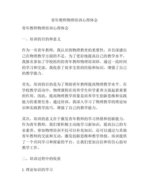青年教师物理培训心得体会