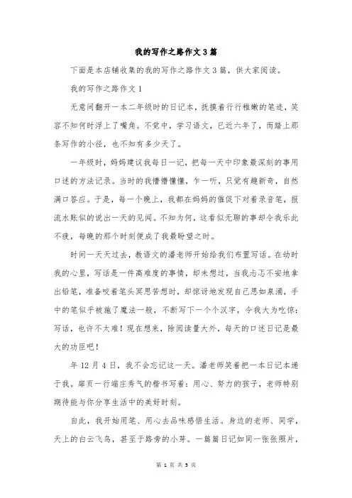 我的写作之路作文3篇