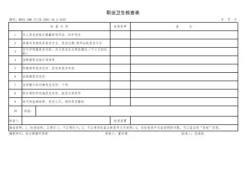 职业卫生检查表