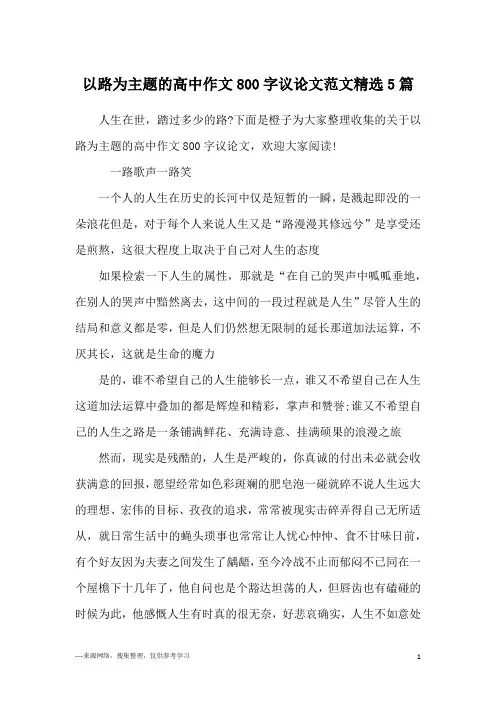 以路为主题的高中作文800字议论文范文精选5篇