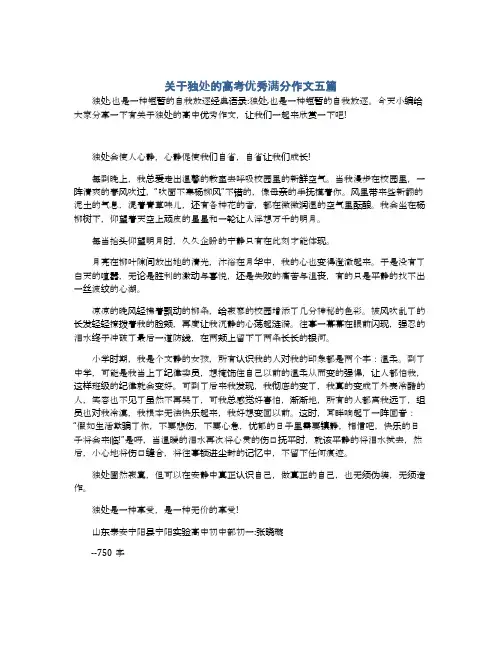 关于独处的高考优秀满分作文五篇