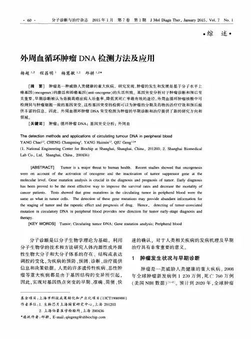 外周血循环肿瘤DNA检测方法及应用