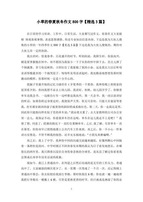 小草的春夏秋冬作文800字(3篇)