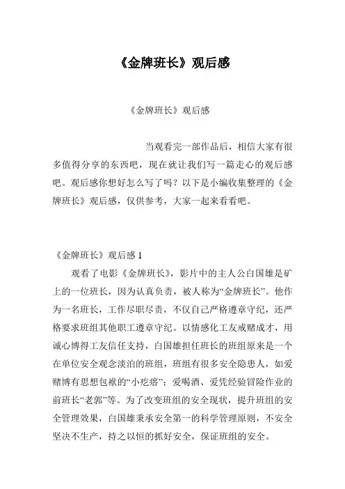 《金牌班长》观后感