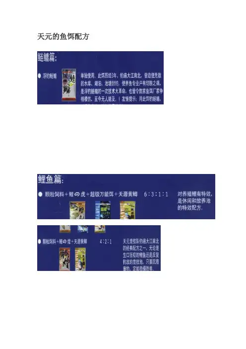 天元的鱼饵配方