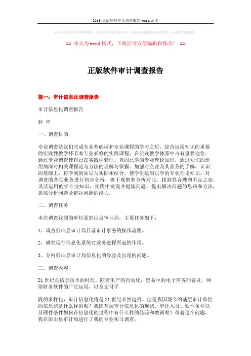 2019-正版软件审计调查报告-word范文 (9页)
