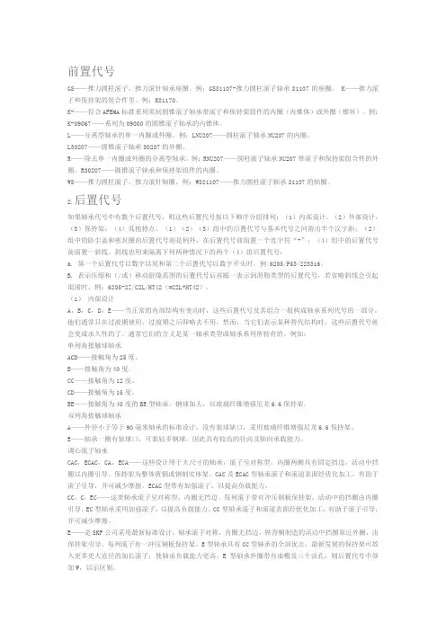 轴承代码含义和举例解析