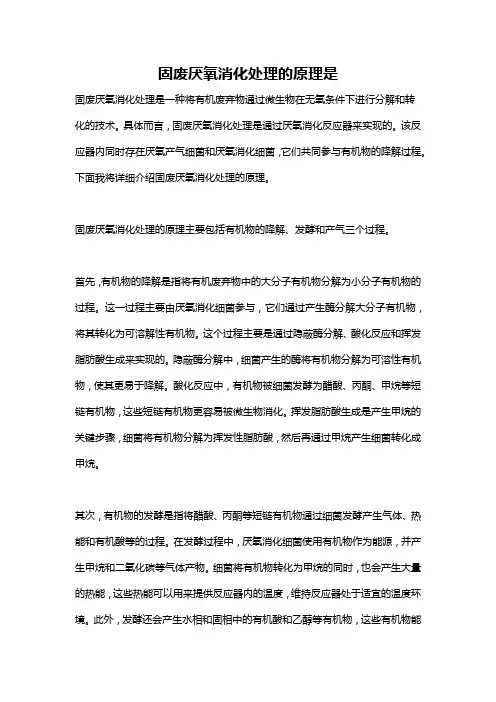 固废厌氧消化处理的原理是