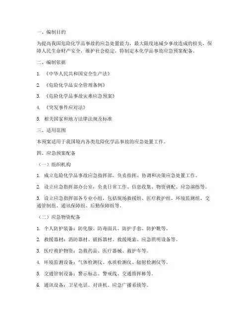 化学品事故应急预案配备