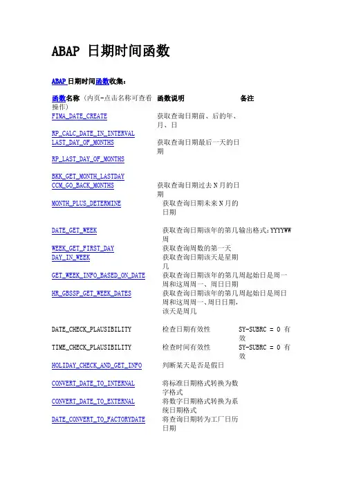 ABAP 日期时间函数