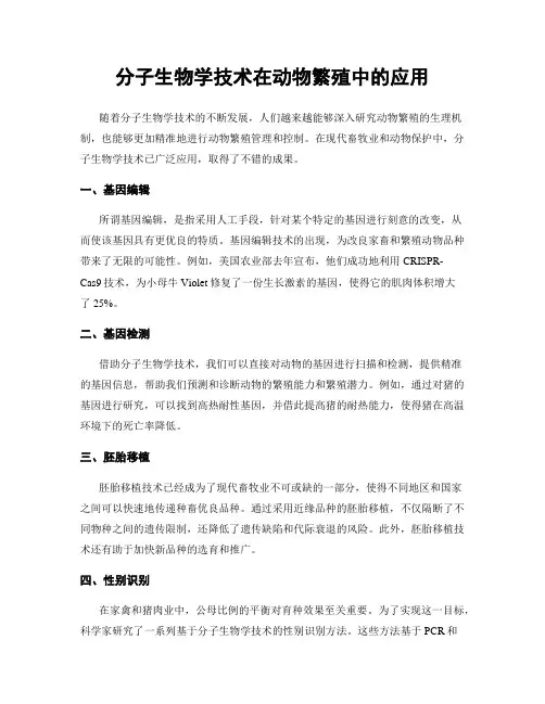 分子生物学技术在动物繁殖中的应用