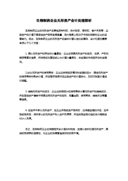 生物制药企业无形资产会计处理探析