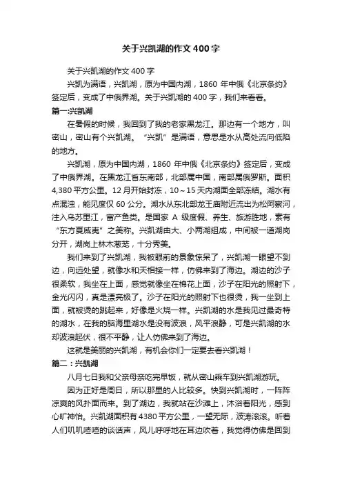 关于兴凯湖的作文400字