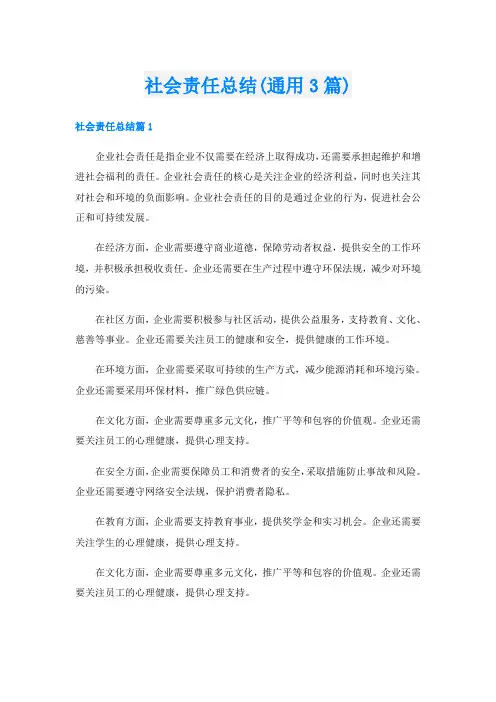 社会责任总结(通用3篇)