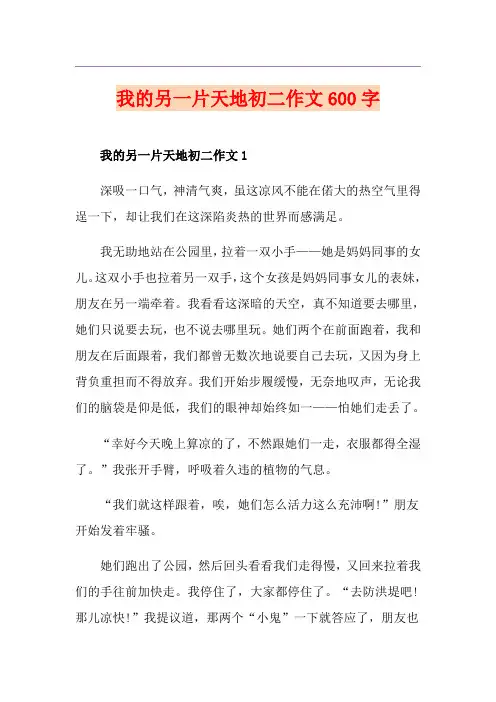 我的另一片天地初二作文600字