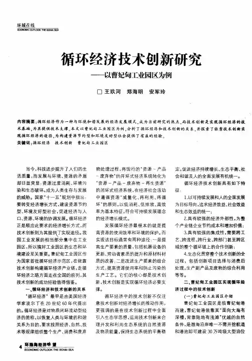 循环经济技术创新研究——以曹妃甸工业园区为例