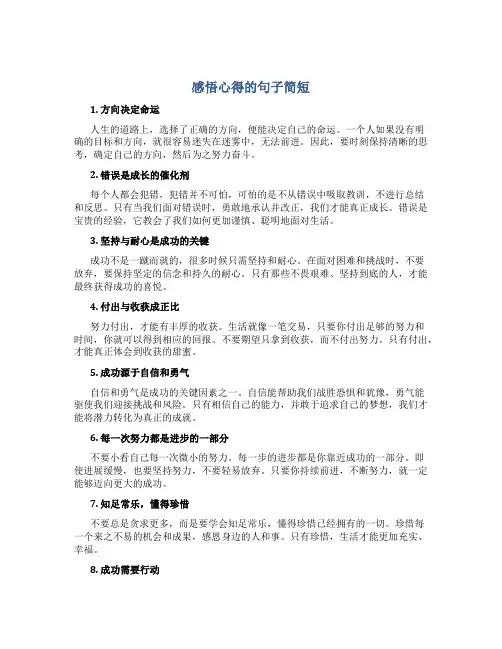 感悟心得的句子简短