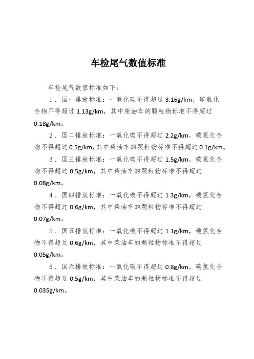 车检尾气数值标准