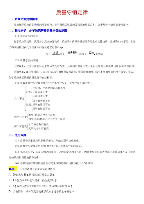 中考《质量守恒定律》资料和试题整理