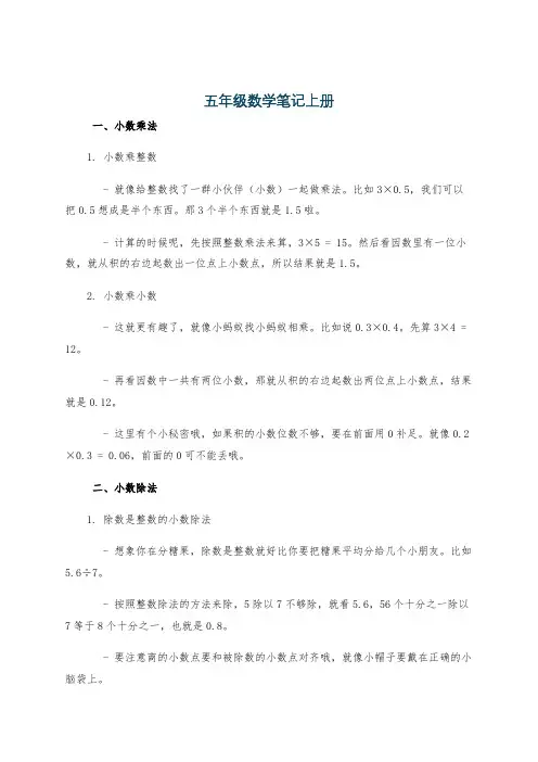 五年级数学笔记上册