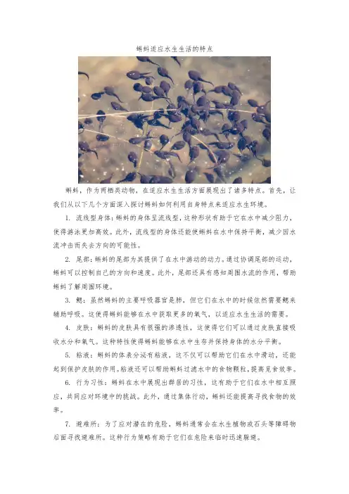 蝌蚪适应水生生活的特点