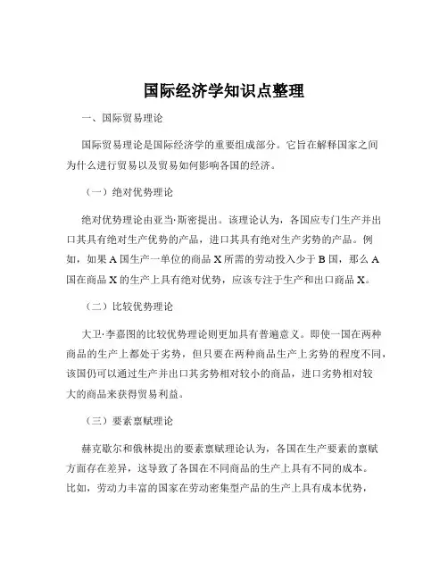 国际经济学知识点整理