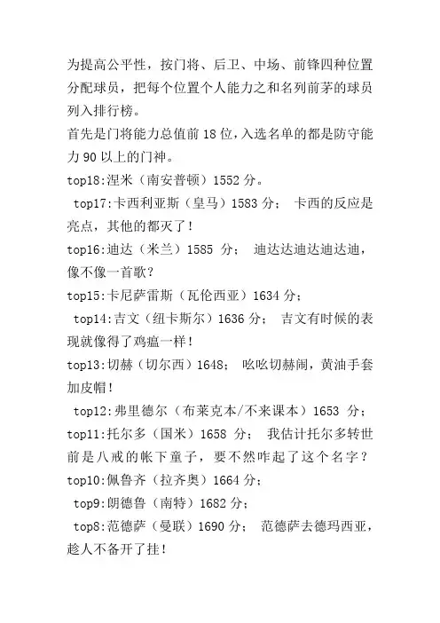 实况8球星能力排名,最强之人在谁阵中