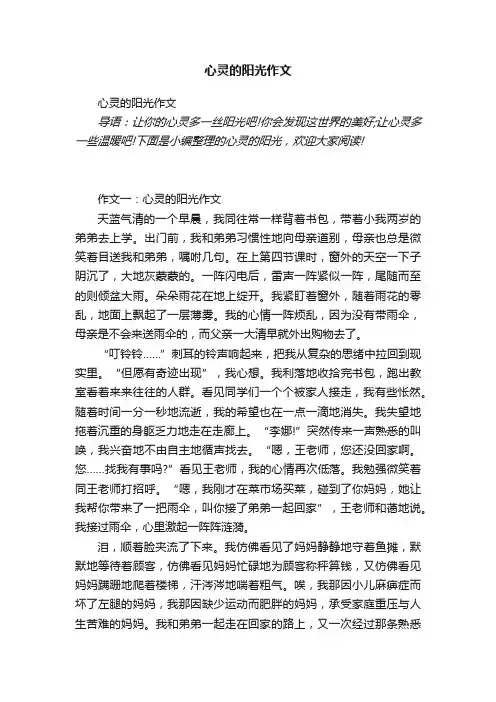 心灵的阳光作文 2
