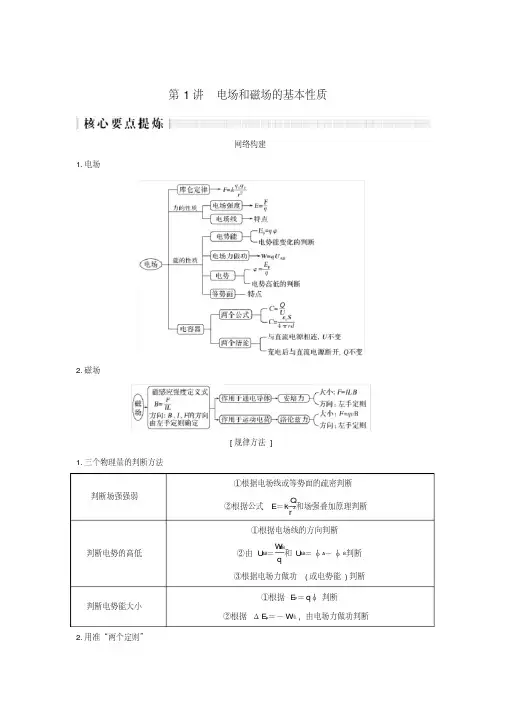 2019版高考物理二轮复习专题三电场与磁场第1讲电场和磁场的基本性质学案